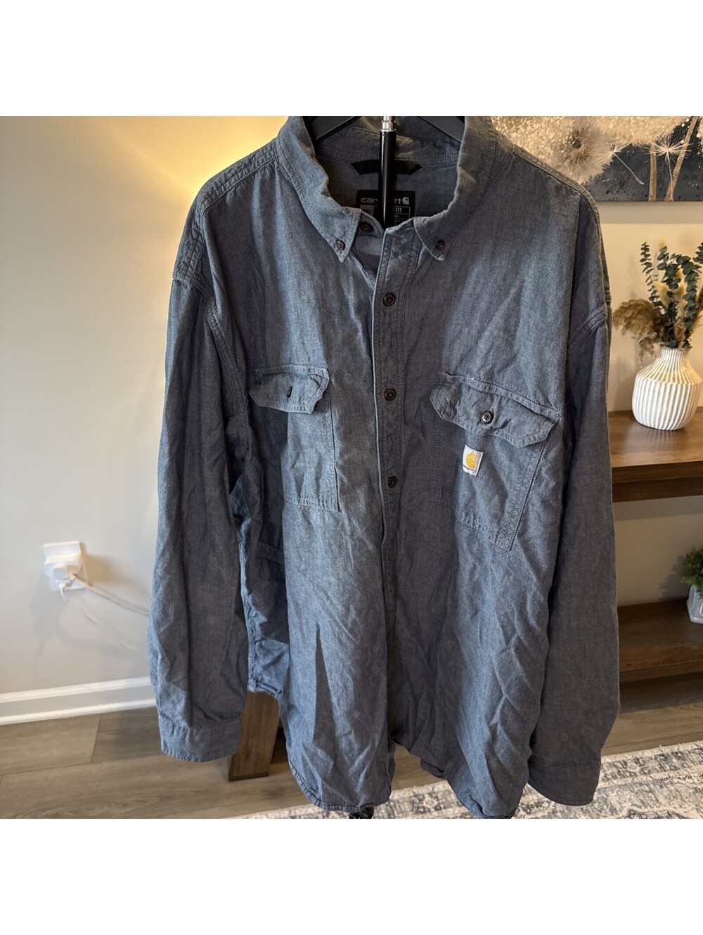 Carhartt Men’s Size 3XL Denim Colored Long Sleeve Button Up Shirt